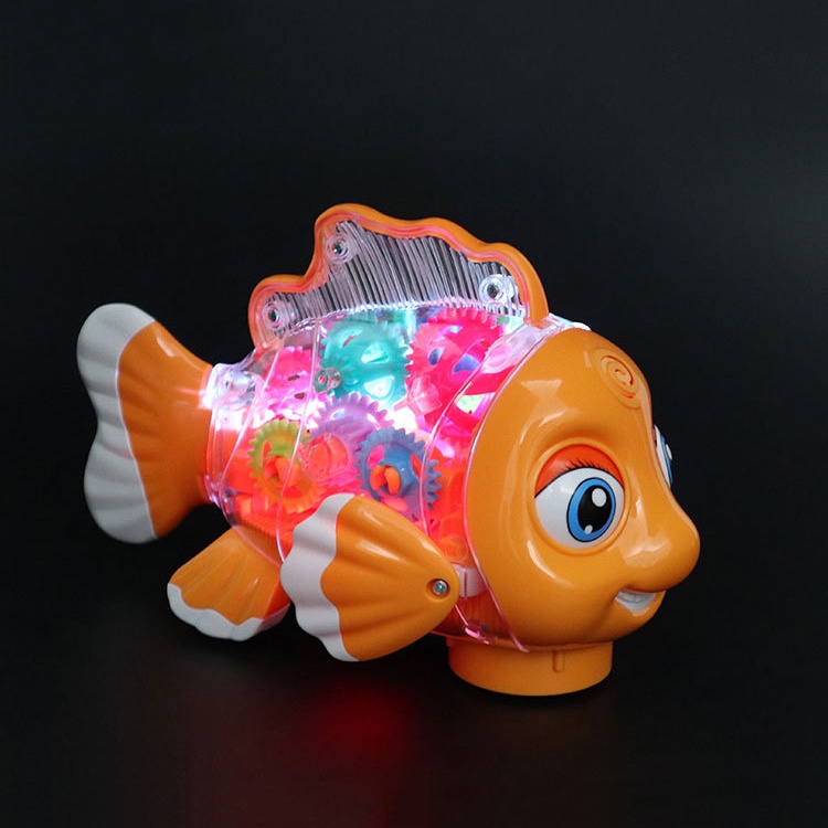 [TẶNG PIN] Đồ Chơi Cá Robot bánh răng, ánh sáng, âm thanh, di chuyển thông minh cuốn hút cho bé