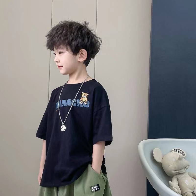 Áo Thun 100% Cotton Tay Ngắn In Họa Tiết Hoạt Hình Dành Cho Bé Trai