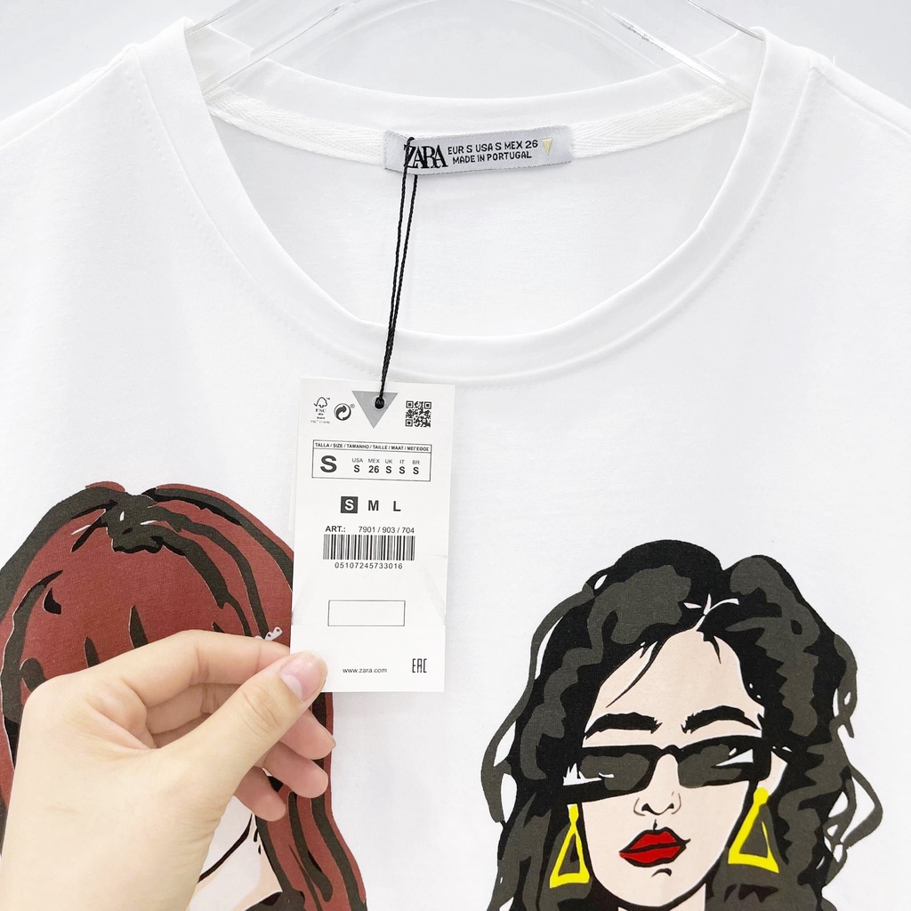 Áo Thun Za.ra Hình Cô Gái Hàng Xuất Dư Chất Liệu 100% Cotton 4 Chiều Cao Cấp