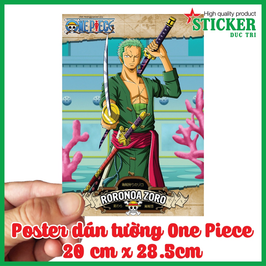 One Piece Poster tranh dán tường.Decal nhựa có cán màng sẳn keo chỉ lột dán. P1