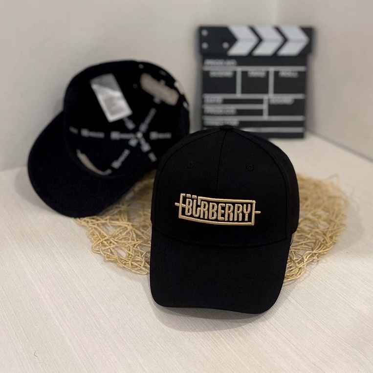 Nón kết Mũ lưỡi trai Buberry logo thêu vàng Free Size Full hộp dành cho nam và nữ