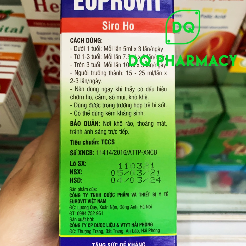 Siro ho cho bé, hiệu quả, tăng đề kháng Euprovit làm từ cao lá thường xuân chai 125ml