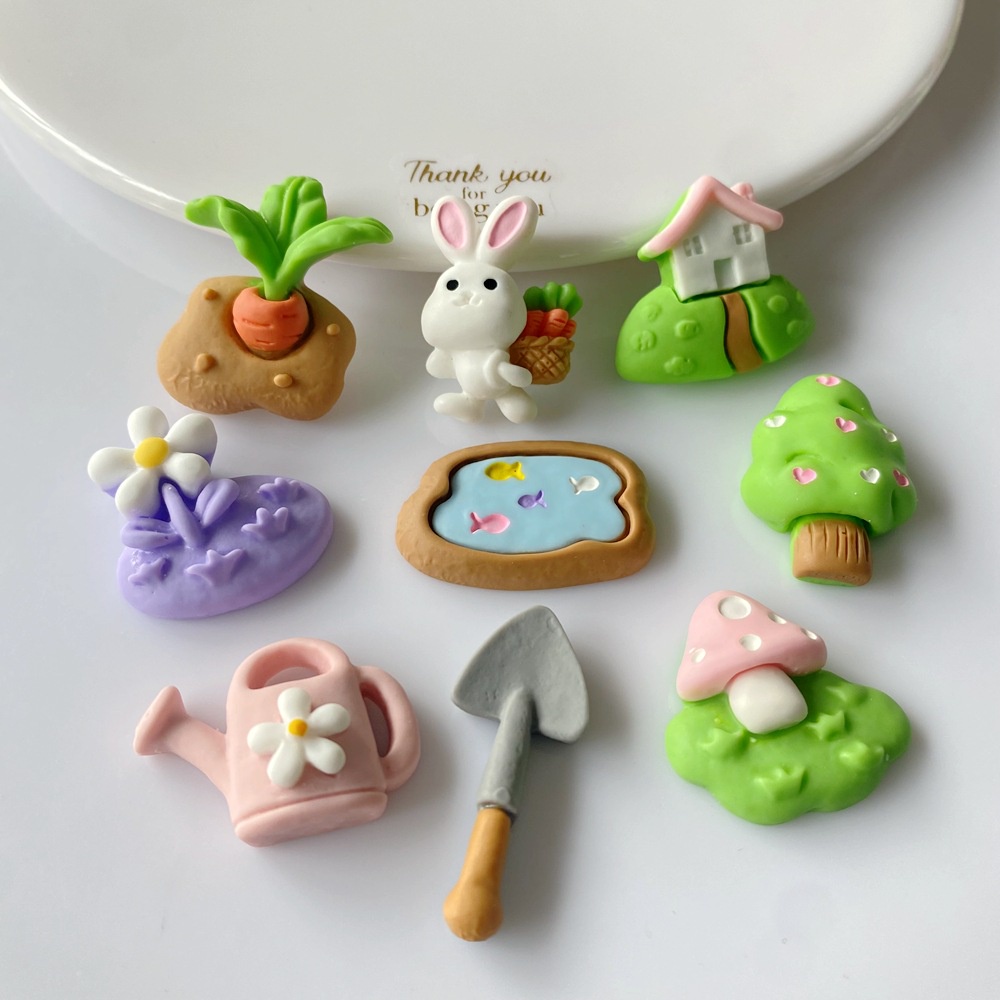 Bộ 10 Miếng Dán Trang Trí Cốc Nước/Điện Thoại Hình Nhà Nấm Bằng Resin Độc Đáo DIY