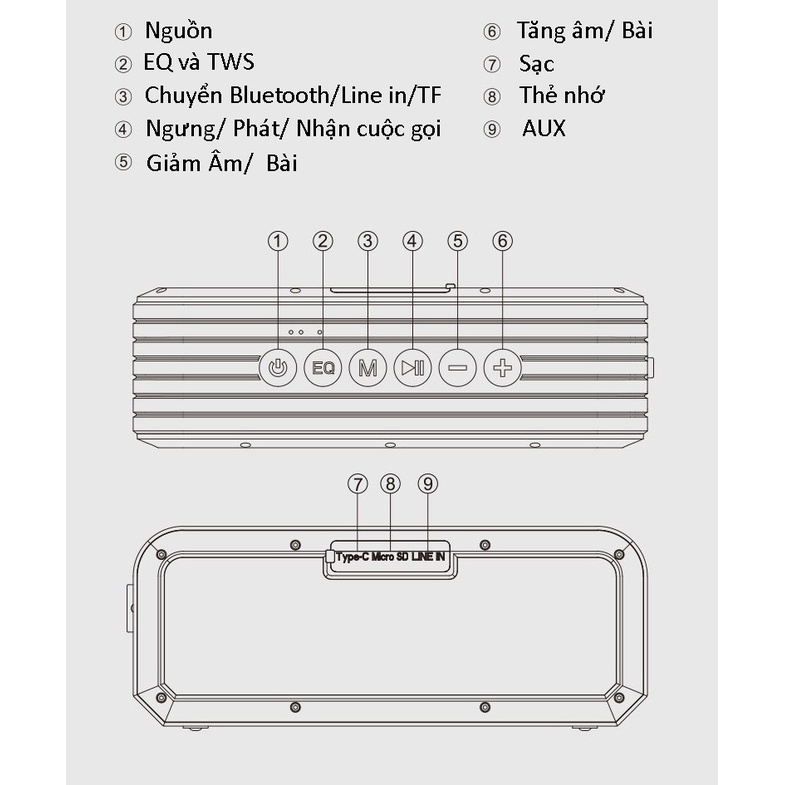 Loa Bluetooth PKCB241 X6 60W Super Bass chống nước IPX7 pin 6600MAH sạc nhanh Type C công nghệ AI Hàng Chính Hãng