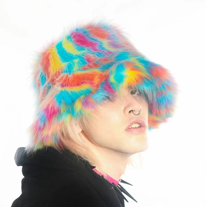 Nón Tai Bèo Lông Xù Màu Sắc Cầu Vồng Xinh Xắn Dành Cho Nam Và Nữ