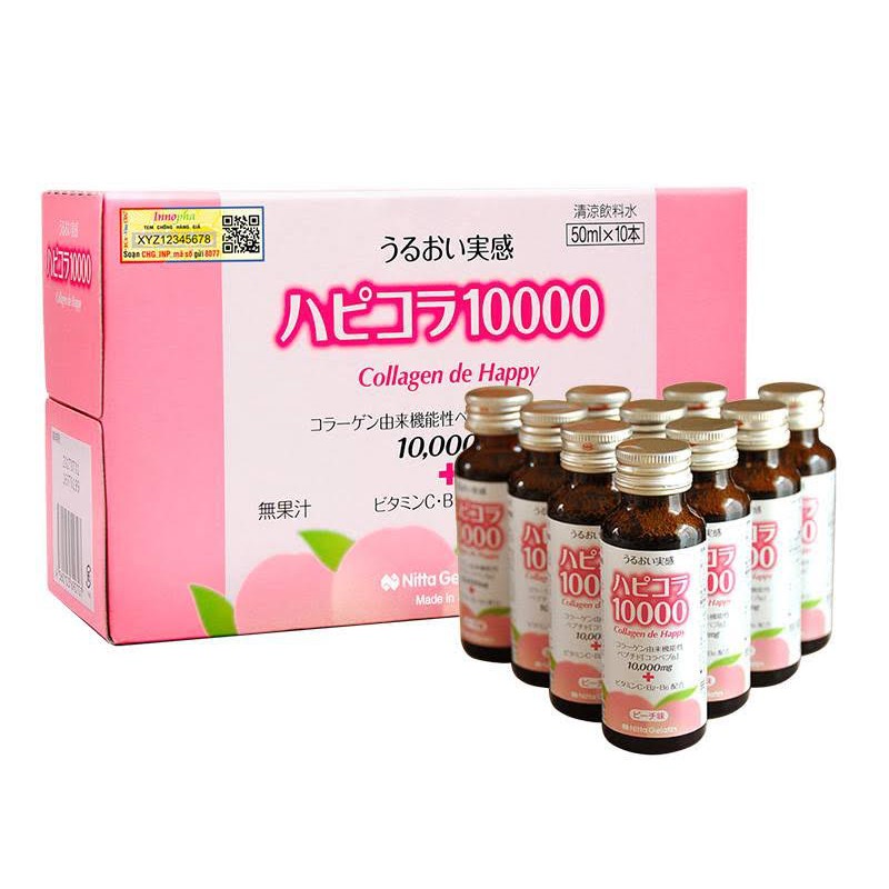 Collagen Dạng Nước Từ Nhật Bản Collagen De Happy 10,000mg (Hộp 10 Chai)