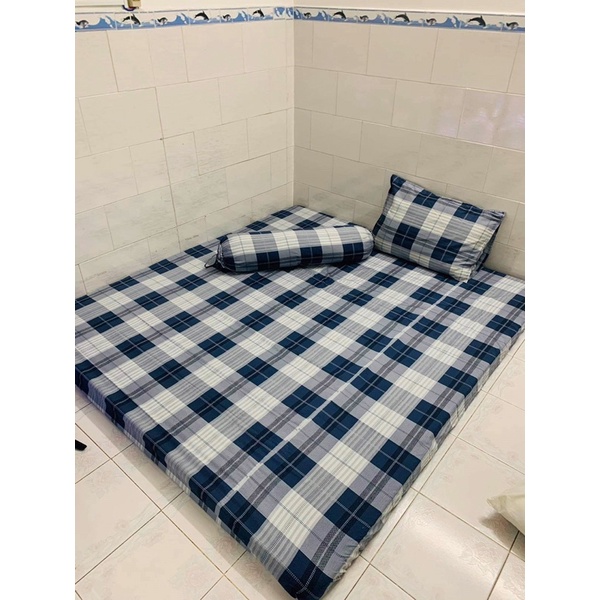 set ga nệm, áo gối, gối ôm chất liệu vải cotton lụa hàn chính hiệu 100% cotton-hàng nhà may