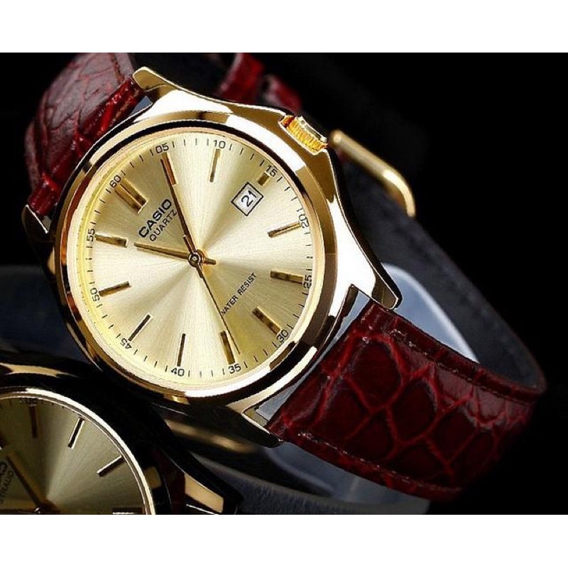 Đồng hồ đôi nam nữ dây da Casio Anh Khuê MTP/LTP 1183Q-9A
