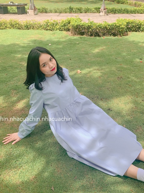 đầm suông màu xanh