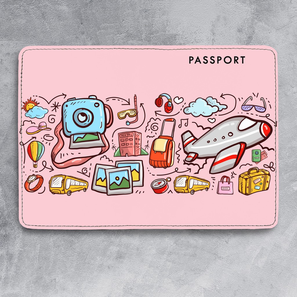 Bao Da Hộ Chiếu TRAVEL THE WORLD CUTE - Passport Cover Holder - Ví Đựng Passport Dễ Thương Độc Lạ - PPT141