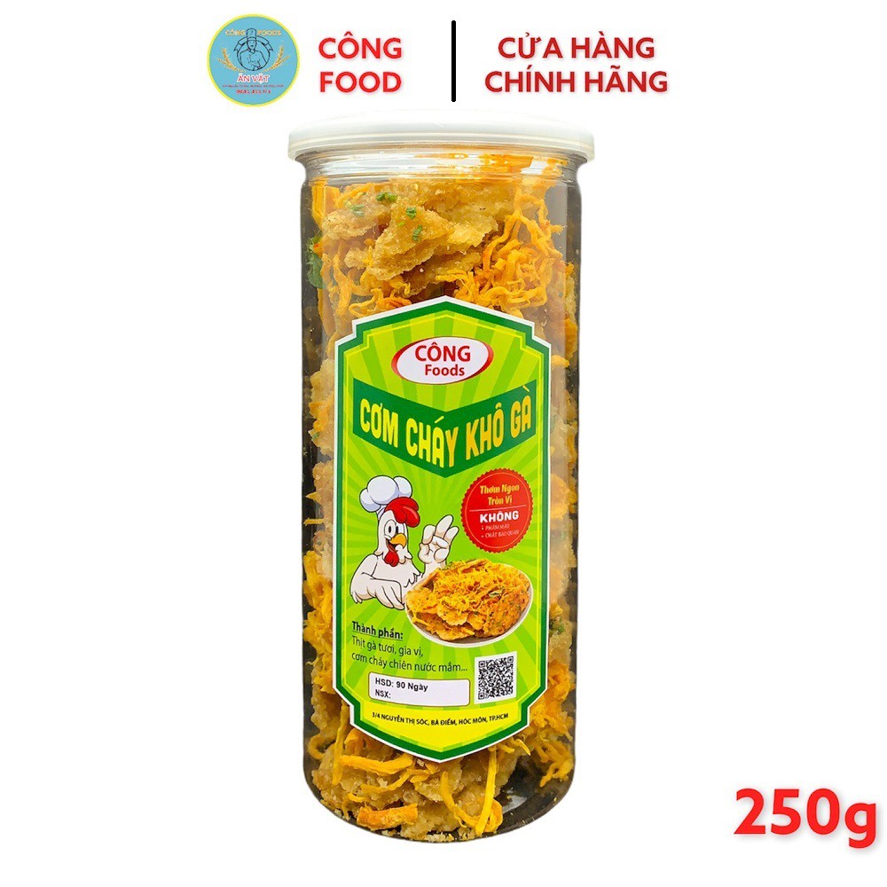 Cơm Cháy Lắc Khô Gà 1 hũ - 250gram CÔNG FOOD Loại 1 giòn thơm ngon đậm vị nhà làm