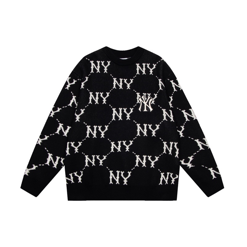 ❤❀  ❤ Mlb Áo Sweater Dệt Kim Tay Dài Cổ Tròn Thêu Chữ NY Cá Tính