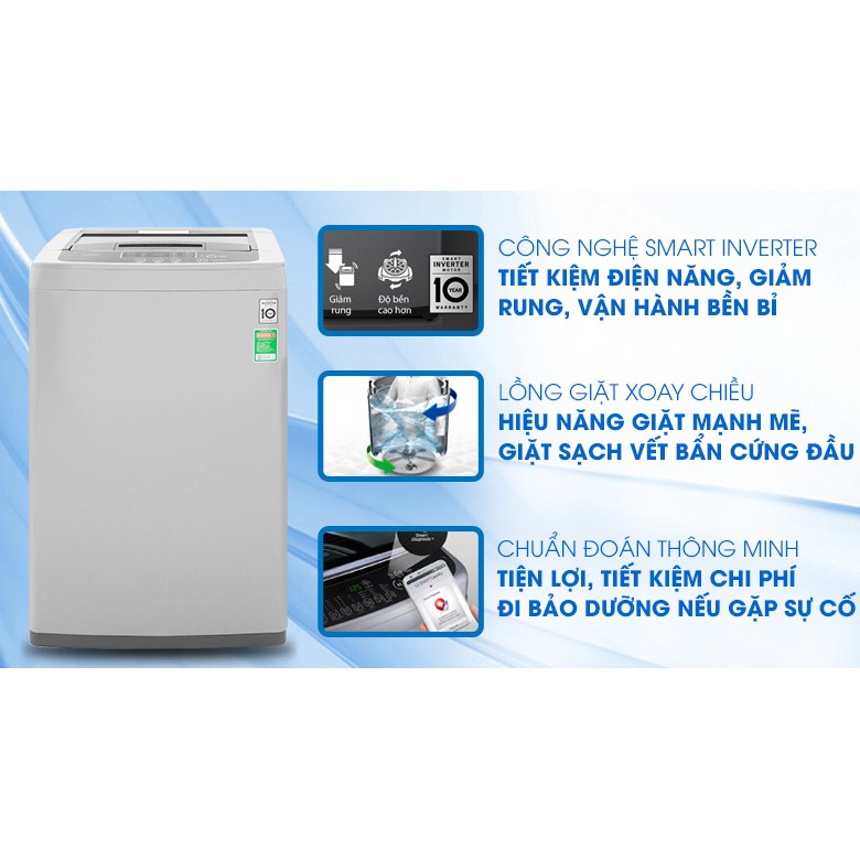 [Giao HCM] T2108VSPM2 - Máy giặt lồng đứng LG Inverter 8 kg T2108VSPM2