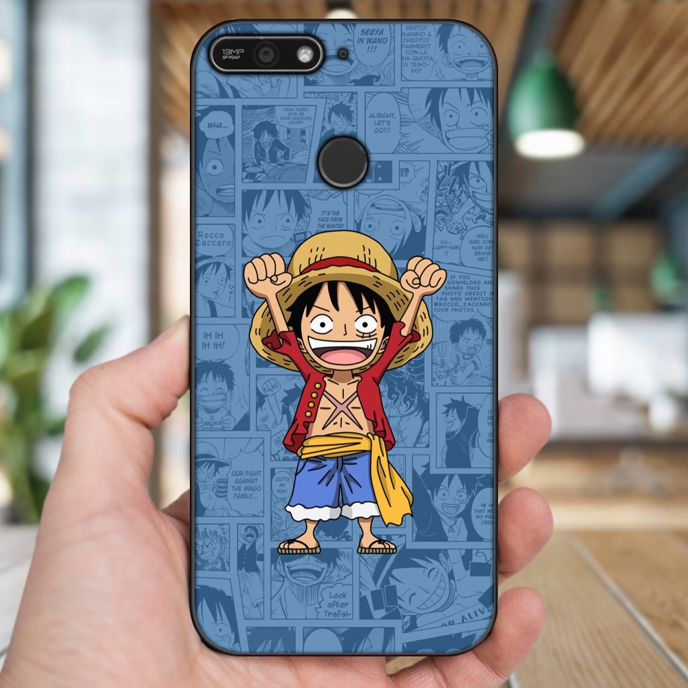 Ốp lưng Huawei Y6 Prime viền đen in hình Luffy One Piece