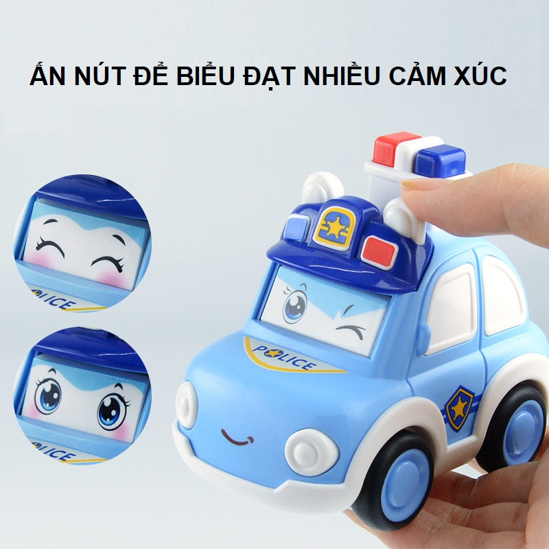 Ô tô đồ chơi xe cứu hộ Poli Car biểu đạt 3 nét mặt khác nhau chạy đà siêu dễ thương cho bé, quà tặng sinh nhật