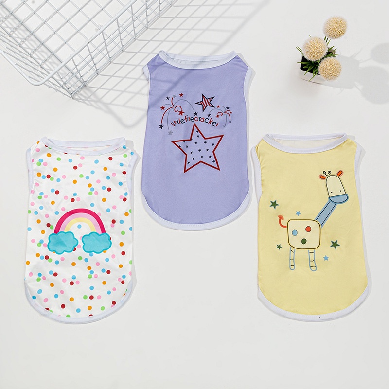 Áo Thun Xuân Hè In Họa Tiết Hoạt Hình Dễ Thương Cho Thú Cưng