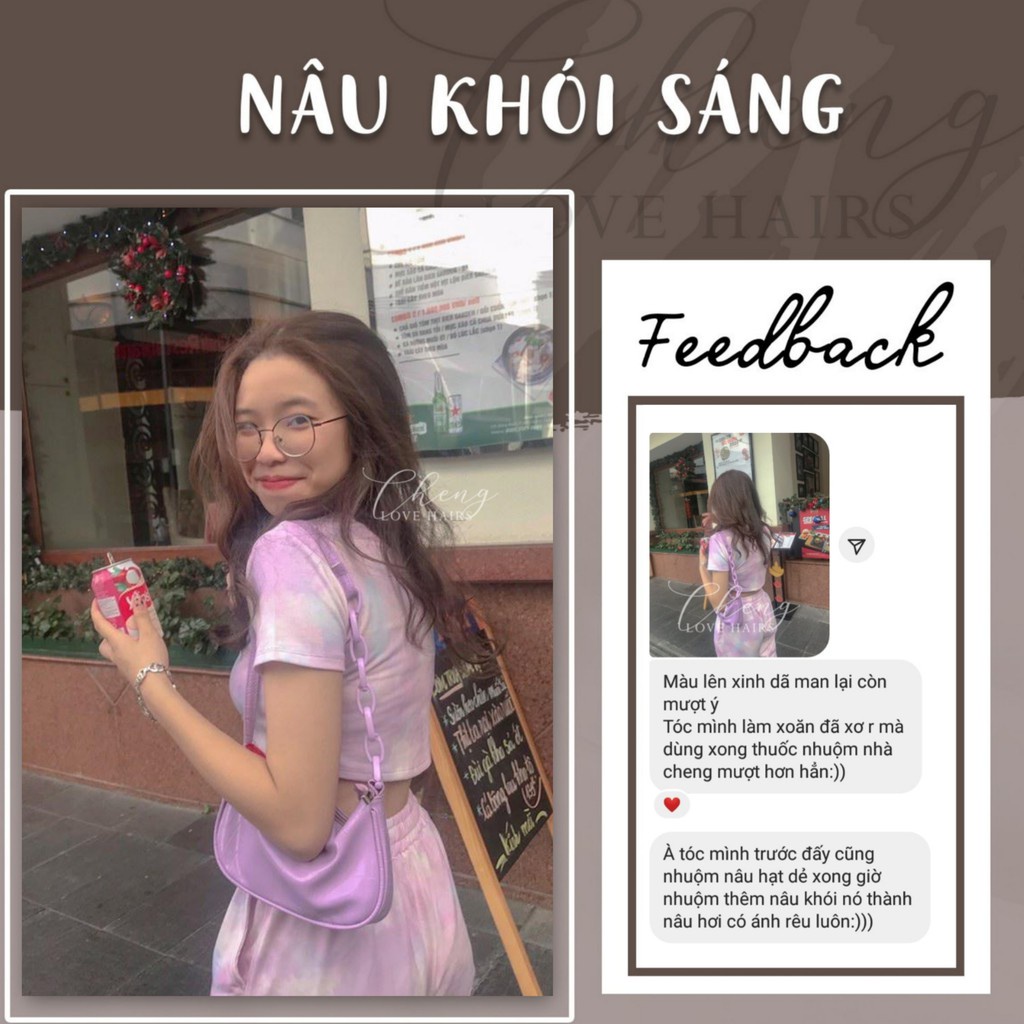 Thuốc nhuộm tóc NÂU KHÓI SÁNG không cần thuốc tẩy tóc lên từ tone 6 - 7 tặng oxi |Chenglovehair, Chenglovehairs
