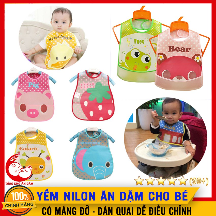 [Mã SKAMLTSM9 giảm 10% đơn 99K] Yếm Ăn Dặm Nilon Quai Dán Có Máng Đỡ Cho Bé Cực Xinh - BTT00280