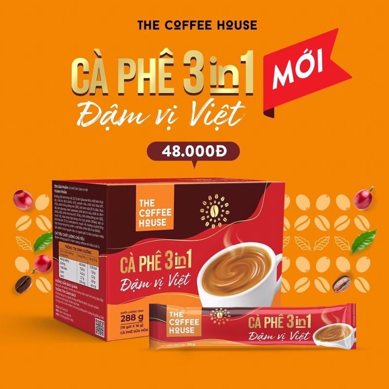 1 hộp Cafe Hòa Tan 3-in-1 The coffee House (18 gói x 16g)