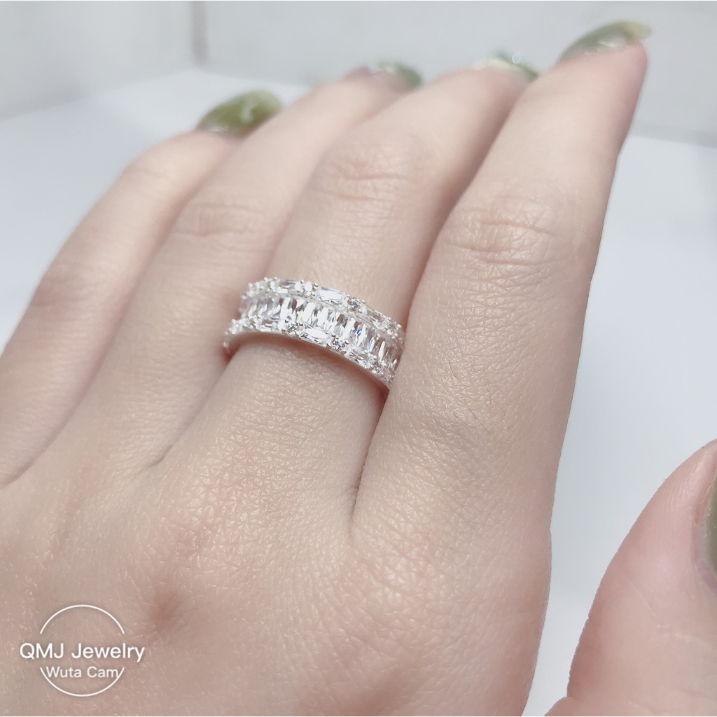 QMJ Nhẫn bạc Nữ Hoàng sang trọng nạm đá maget sáng dòng cao cấp Q278