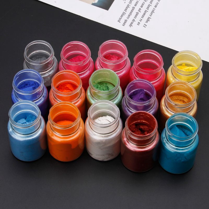 ✿ AUTU 15 Colors Mica Powder Jelwelry DIY Epoxy Resin Dye Pearl Pigment Natural Mica Mineral Powder