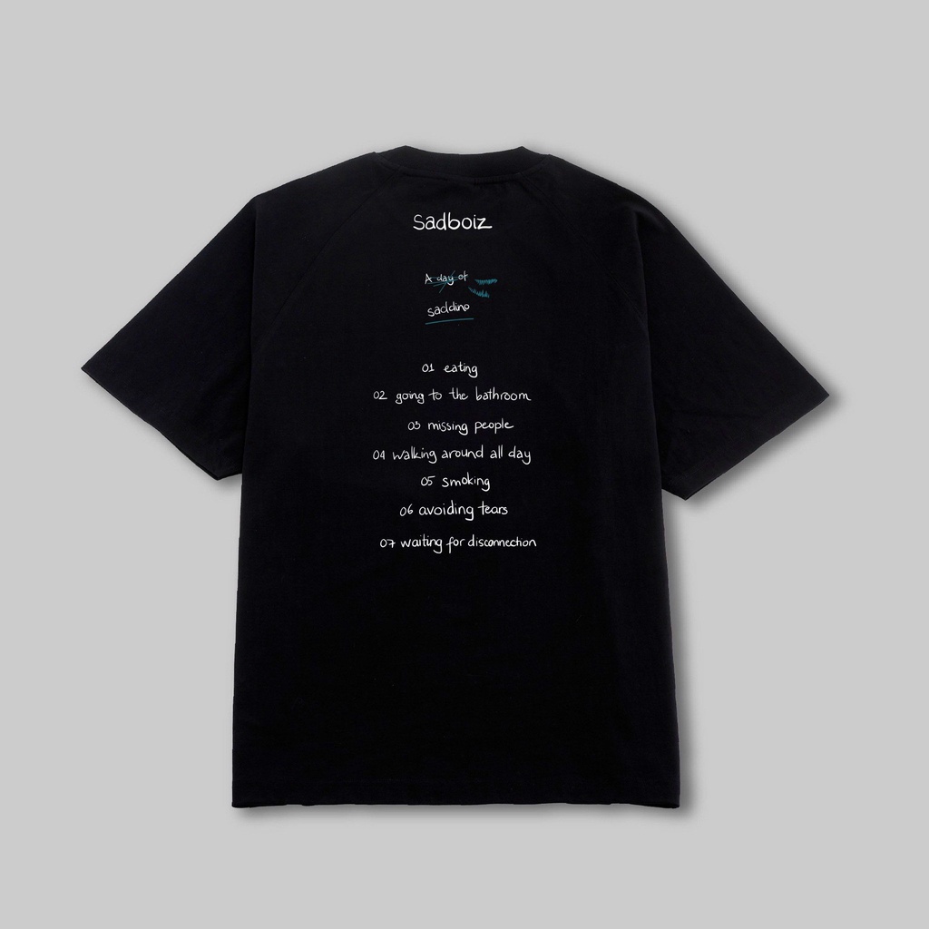 Áo thun SADBOIZ Khủng long SADDINO TEE - BLACK/WHITE tay lỡ unisex FORM RỘNG