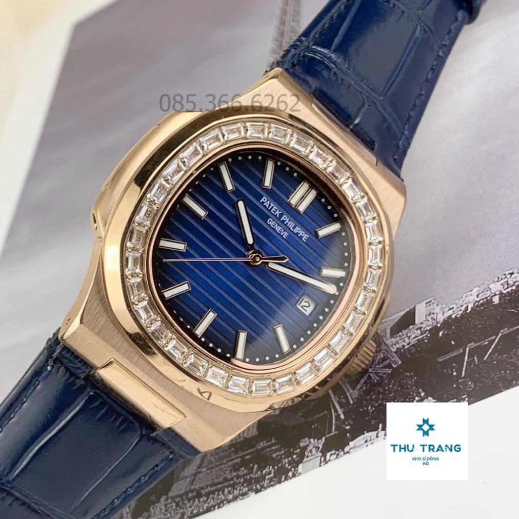 Đồng Hồ Nam PT Philip Cơ Automatic Nhật, Mặt Saphire 41-42mm mặt vuông viền đá 3 MÀU nổi bật, Chống Nước 5ATM