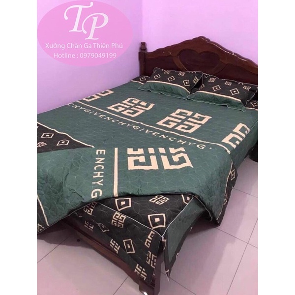 Bộ Ga Phủ 4 Góc + 2 Vỏ Gối Coton Poly Trần Bông Dày Dặn Xẻ Góc ( Đủ Kích Thước ) 1m6/1m8/2m2