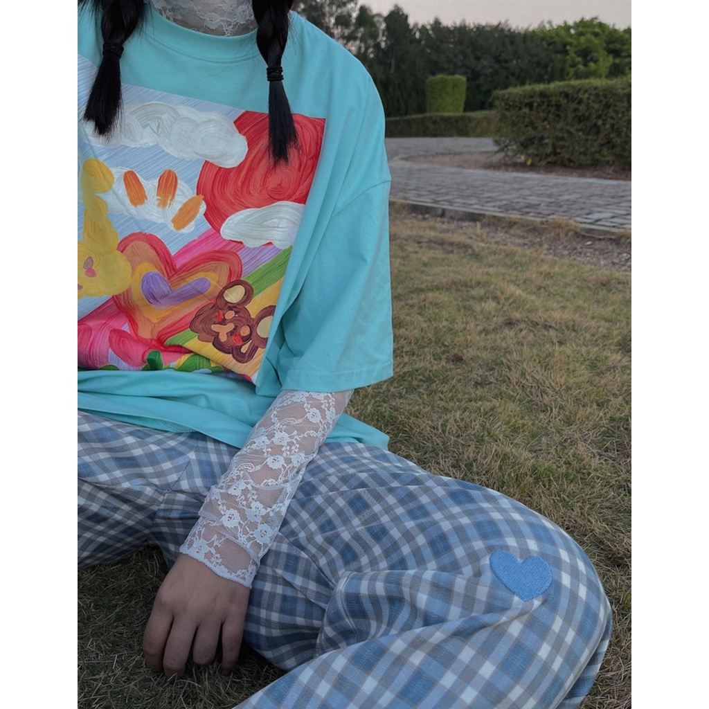 Quần dài ZHELIHANGFEI ZHELIHANGFEI ống rộng họa tiết sọc caro thời trang cho nữ