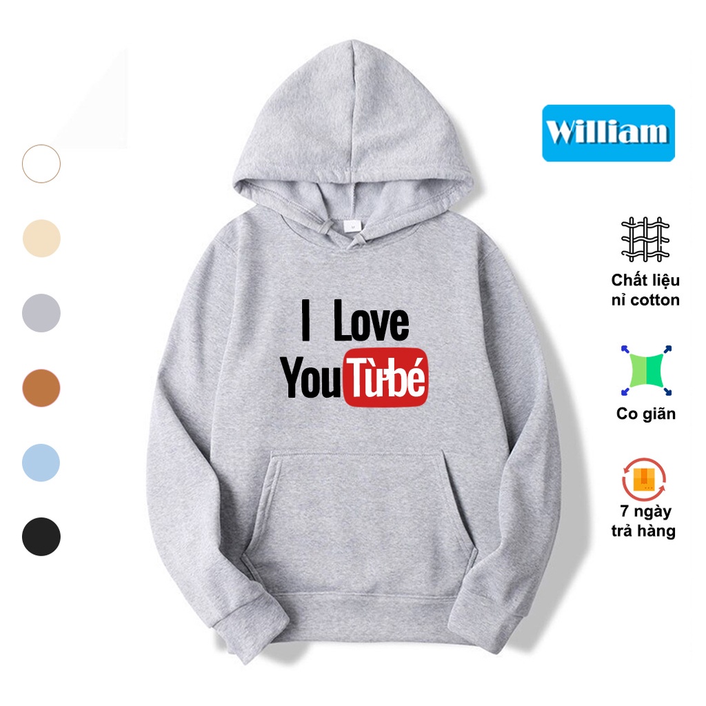 Áo hoodie nỉ bông nam nữ in hình I Love You Từ Bé cực dễ thương, chất nỉ poly mềm mịn , giữa ấm tốt William - DS234
