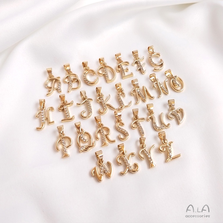 Mặt Dây Chuyền Hình Chữ Cái Mạ Vàng 14k Đính Đá Zircon Sang Trọng