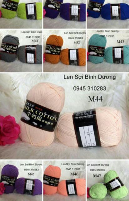 Len Cotton Milk 125g  Đan Móc Khăn, Áo, Nón, Thú Bông