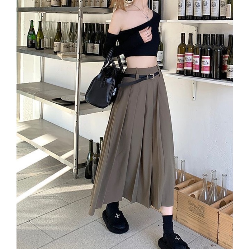 Chân Váy midi Lưng Cao Phong Cách Retro