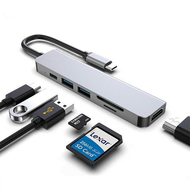 Hub chia cổng USB C sang USB 3.0 6 trong 1 dành cho MacBook Pro