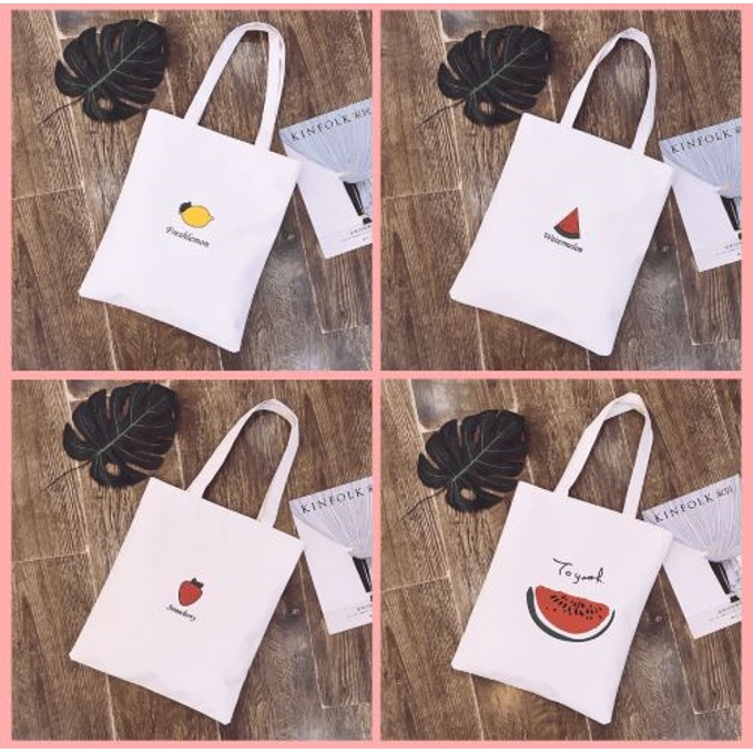 Túi tote, túi canvas trắng hình họa tiết dễ thương, túi vải đựng đồ đi học | Lumin Store