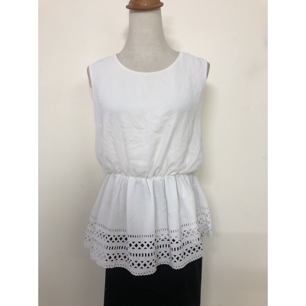 size M L nhỏ áo voan trăng sát nách kiểu chun eo cắt laze 2hand mới đét