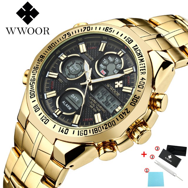 Đồng hồ thạch anh thể thao chất liệu kim loại thép không gỉ chính hãng không thấm nước dành cho nam - 8019 WWOOR