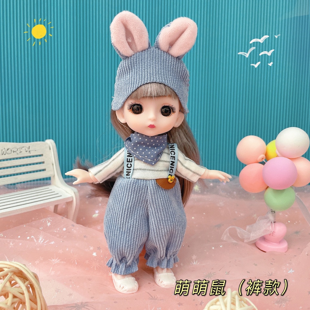 Bộ Búp Bê Công Chúa Mặc Đầm Xinh Xắn Kích Thước 17Cm 1:8