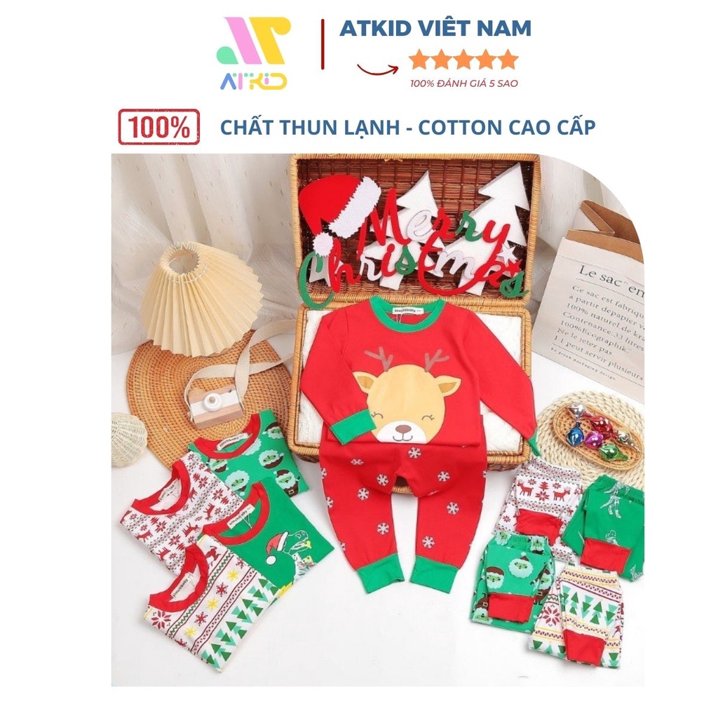Bộ quần áo dài tay thu đông cho bé trai và bé gái, đồ giáng sinh cho bé, bộ noel cao cấp siêu mềm mịn ATKID Việt Nam