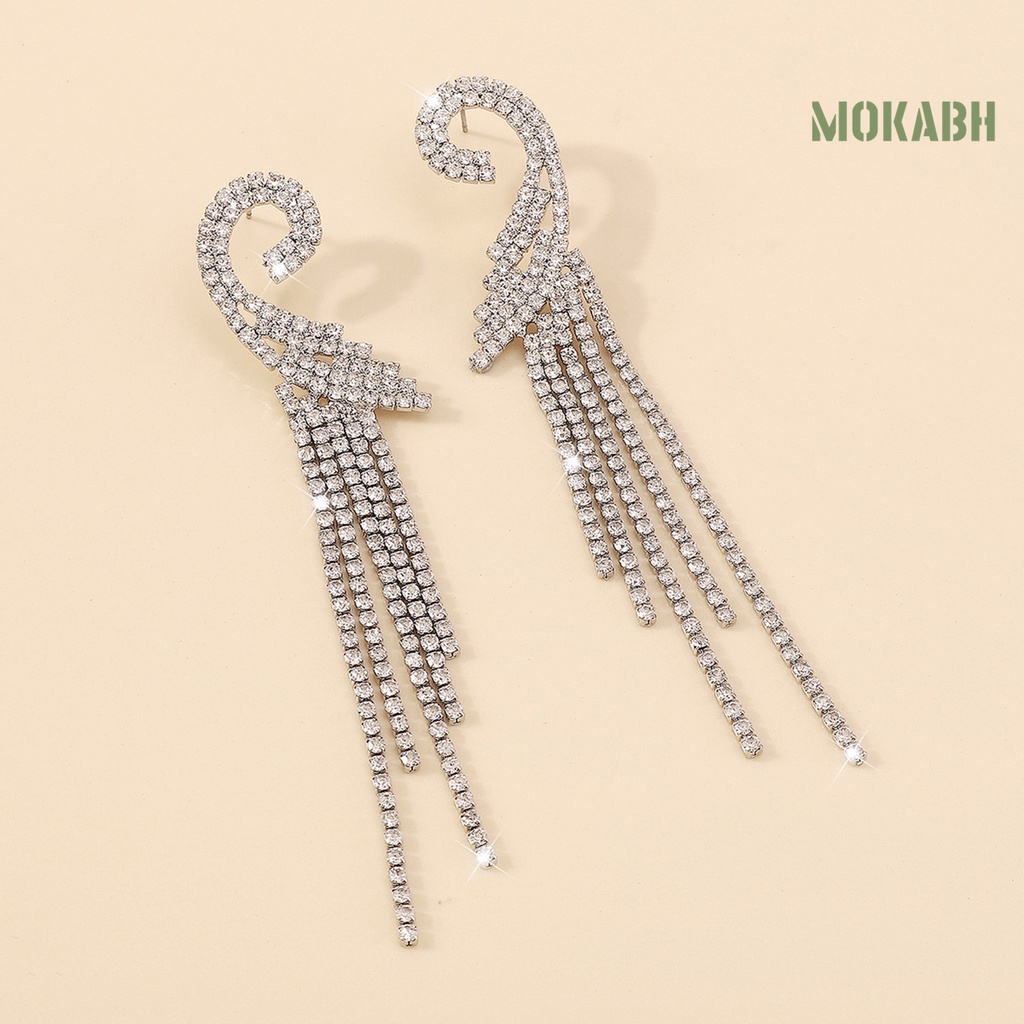 1 Đôi Bông Tai Dáng Dài Đính Đá Phong Cách Bohemian Thời Trang Sang Trọng Dành Cho Nữ