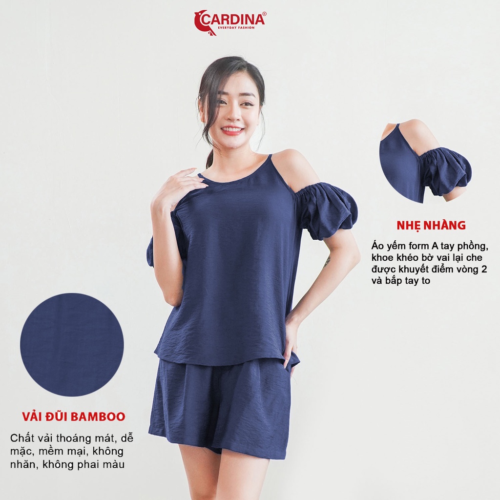 Đồ Bộ Nữ 𝐂𝐀𝐑𝐃𝐈𝐍𝐀 Chất Đũi Bamboo Xước Cao Cấp Áo Trễ Vai Quần Đùi Siêu Mát Màu Sắc Tinh Tế 2DF05
