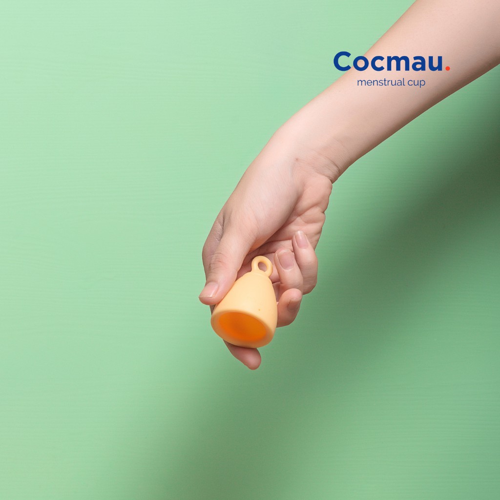 Cốc nguyệt san cải tiến Cocmau - Cuống tròn dễ tháo - Thiết kế vành ẩn nhỏ gọn - 100% silicone y tế - Vàng Pastel