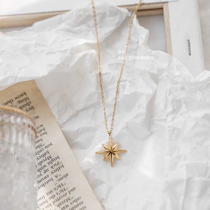 Dây chuyền titan ngôi sao tám cánh không gỉ