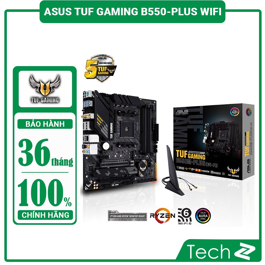 Mainboard ASUS TUF GAMING B550M PLUS (WI-FI) (AMD B550, Socket AM4, m-ATX, 4 khe RAM DRR4)