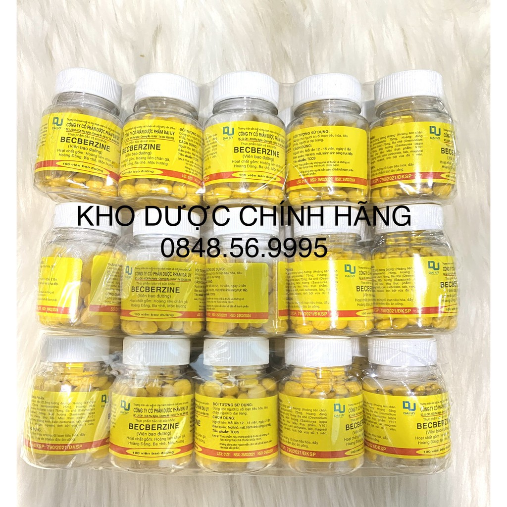 Combo 10 lọ BECBEZINE bao đường x 100 viên- Giảm triệu chứng rối loạn tiêu hoá, đau bụng, tiêu chảy do nhiễm độc ăn uống