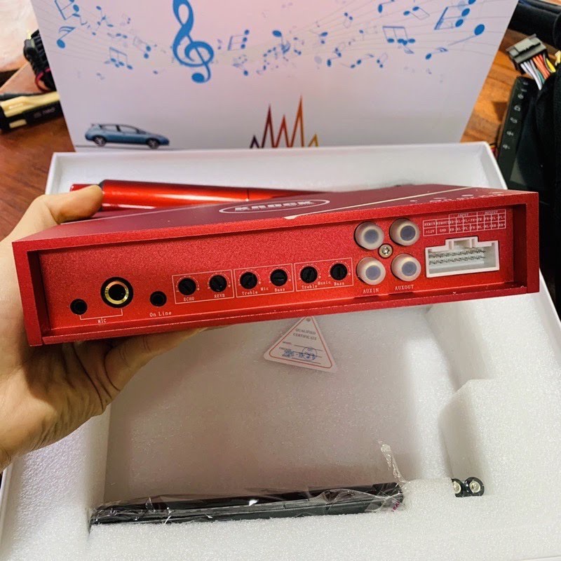 Bộ Amply DSP Kèm Mic Hát Karaoke Trên Xe Ô Tô Dùng Màn Hình Android Cắm Giắc Zin Không Phải Đấu Nối