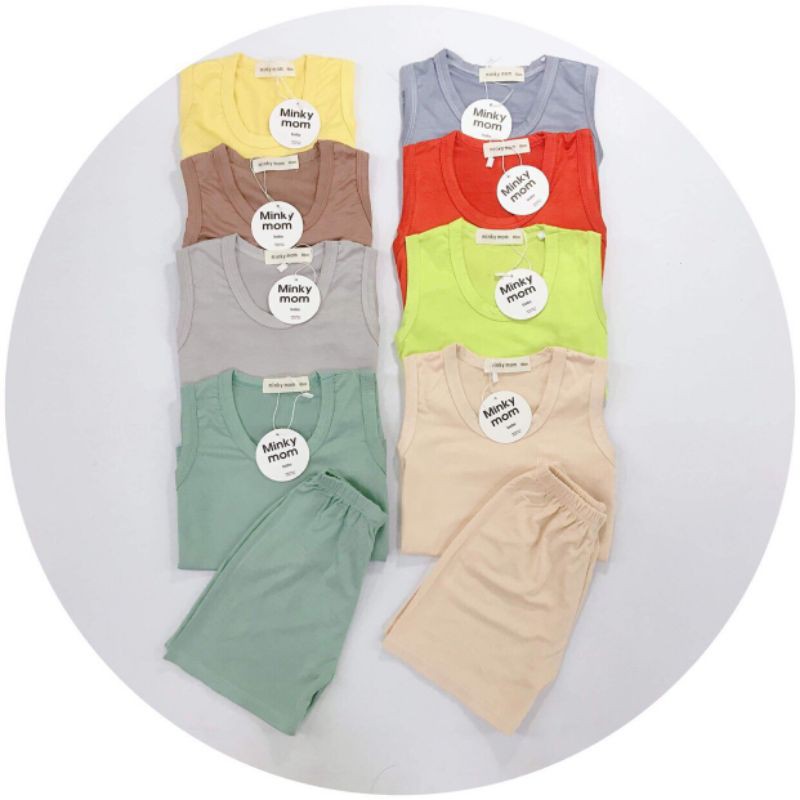 (Sale) Bộ ba lỗ trơn thun lạnh cho bé trai bé gái 6-17kg
