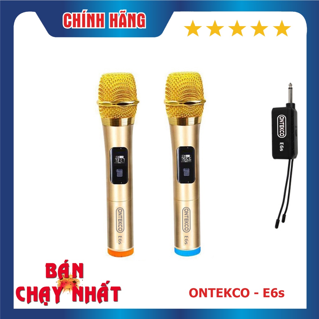 Micro không dây ONTEK E6s bản nâng cấp chính hãng dùng cho âm ly, loa kéo, loa bluetooth