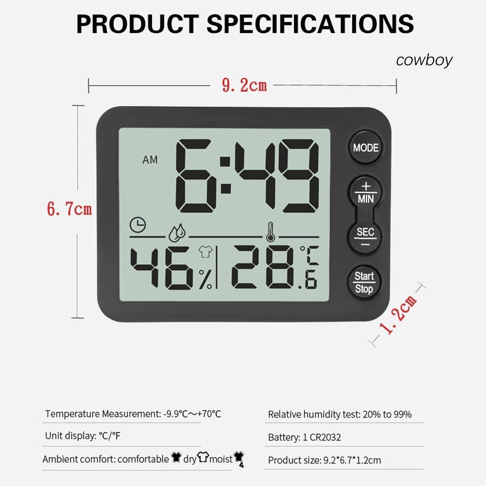 Đồng Hồ Đo Nhiệt Độ Và Độ Ẩm Màn Hình Lcd Gắn Tường Tiện Dụng