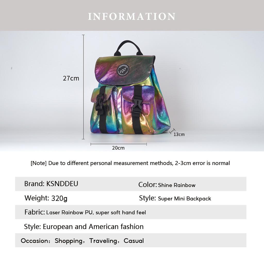 Ba lô dây rút Ksnddeu ánh cầu vồng dành cho nữ